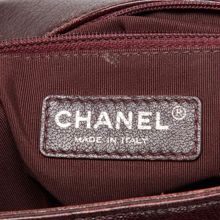 Pre Owned Chanel Burgundy Ombre Quilted Leather Large Boy Flap Bag