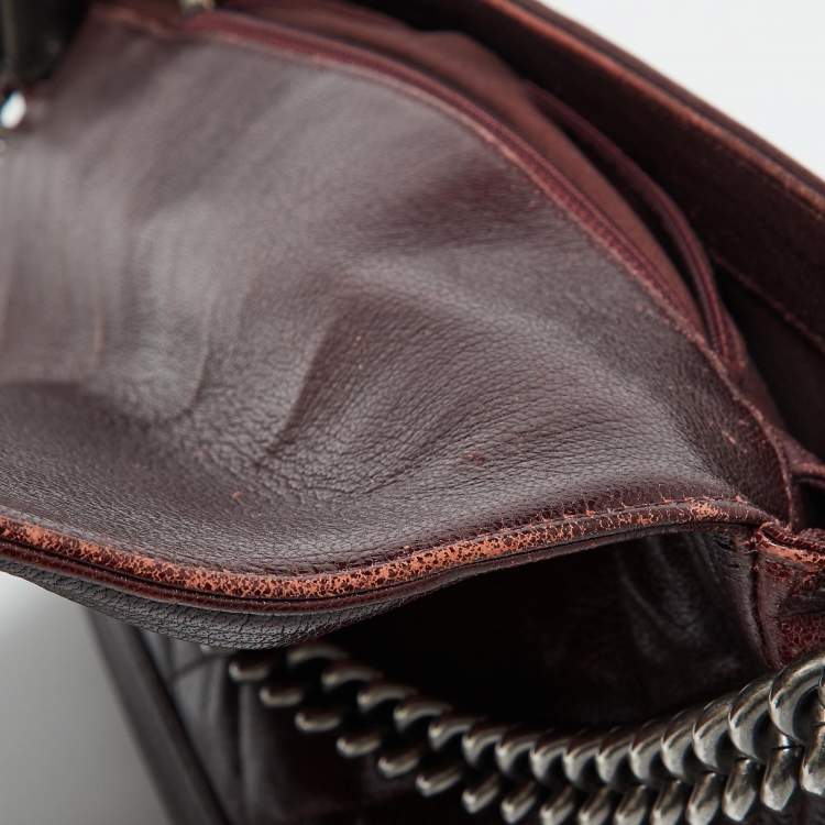 Pre Owned Chanel Burgundy Ombre Quilted Leather Large Boy Flap Bag