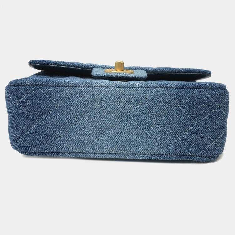 Pre Owned Chanel Blue Denim Matelasse Gradient Shoulder Bag