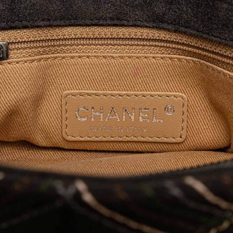 Pre Owned Chanel Grey Suede Leather Wild Stitch Coco Mark Chain Shoulder Bag
