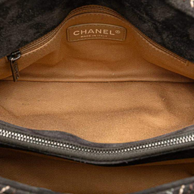Pre Owned Chanel Grey Suede Leather Wild Stitch Coco Mark Chain Shoulder Bag