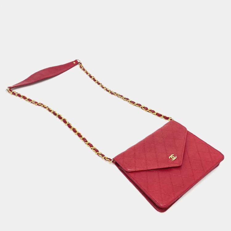 Pre Owned Chanel Red Bicolole Chain Shoulder Bag