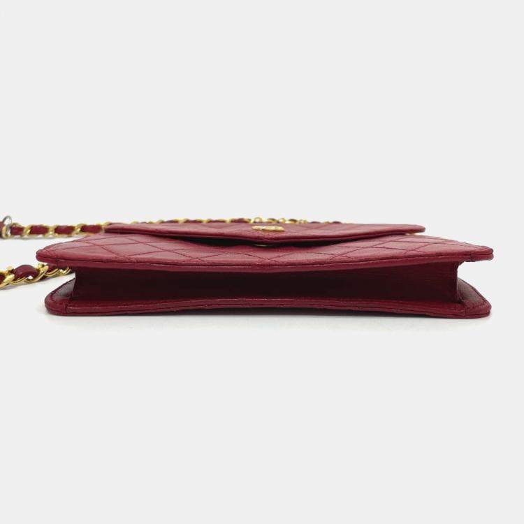 Pre Owned Chanel Red Bicolole Chain Shoulder Bag