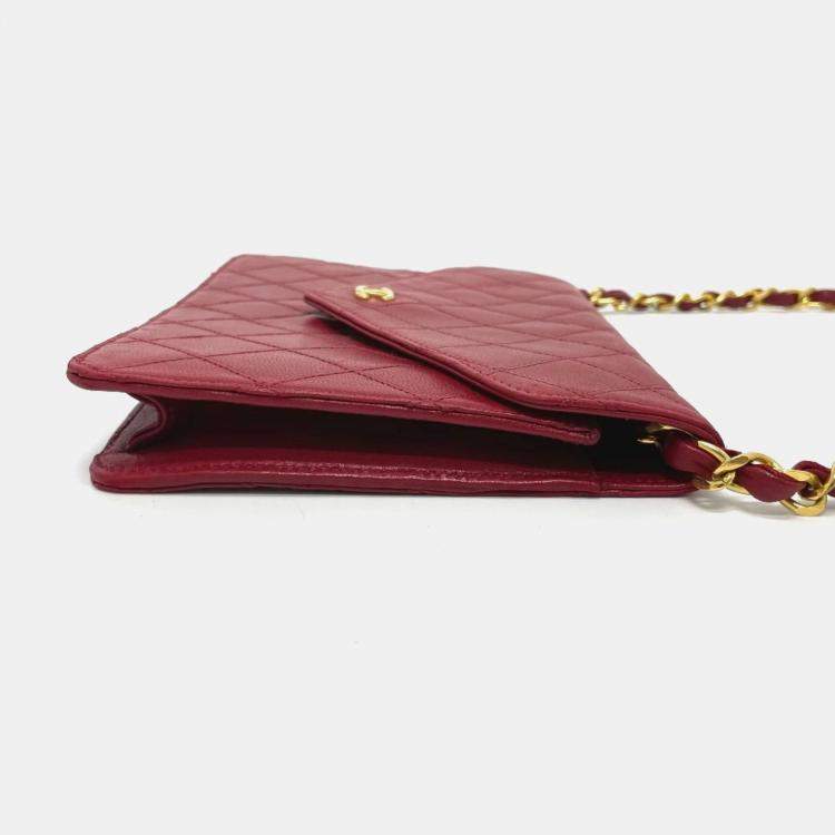 Pre Owned Chanel Red Bicolole Chain Shoulder Bag