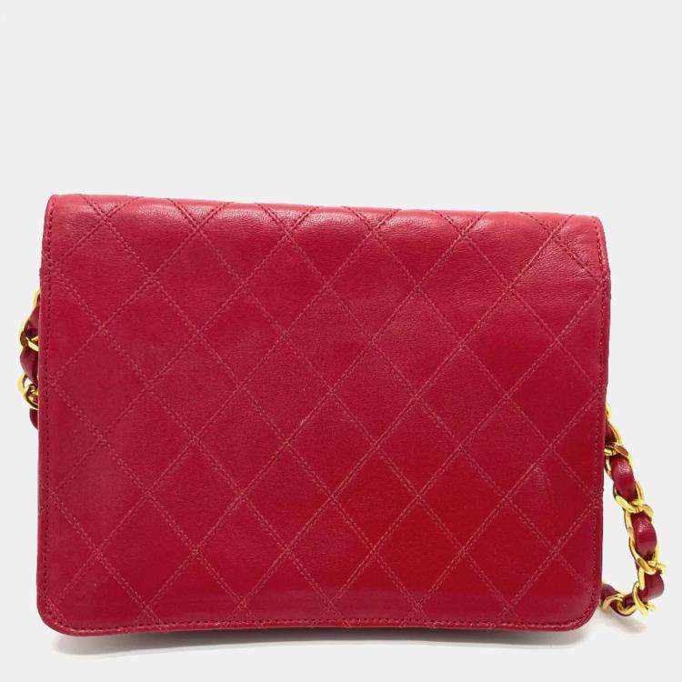 Pre Owned Chanel Red Bicolole Chain Shoulder Bag