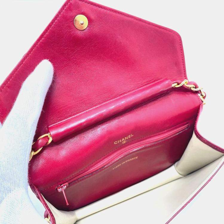 Pre Owned Chanel Red Bicolole Chain Shoulder Bag