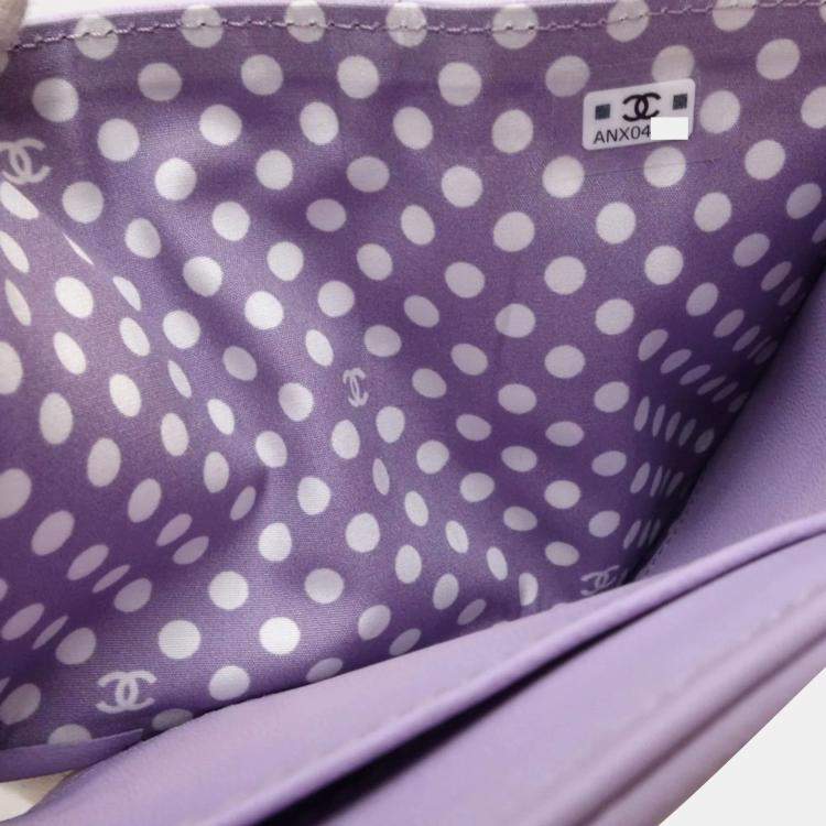 Pre Owned Chanel Light Purple Matelasse Small Flap CC Pearl Coco Mark Bi-fold Wallet