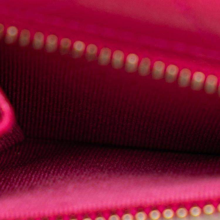 Pre Owned Chanel Pink Caviar Skin Matelasse Coco Mark Classic Small Flap Bi-fold Wallet