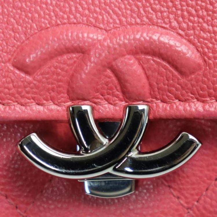 Pre Owned Chanel Pink Matelasse Small Flap Trifold Wallet
