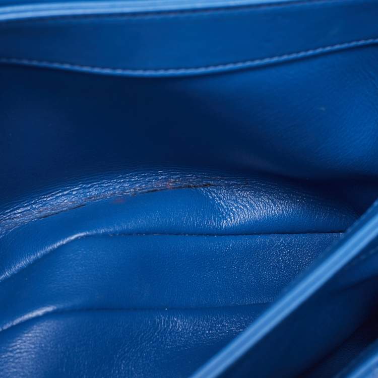 Pre Owned Chanel Blue Chevron Leather Medium Trendy CC Flap Bag