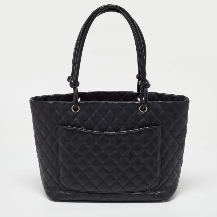 Pre Owned Chanel Black Quilted Leather Large Ligne Cambon Tote