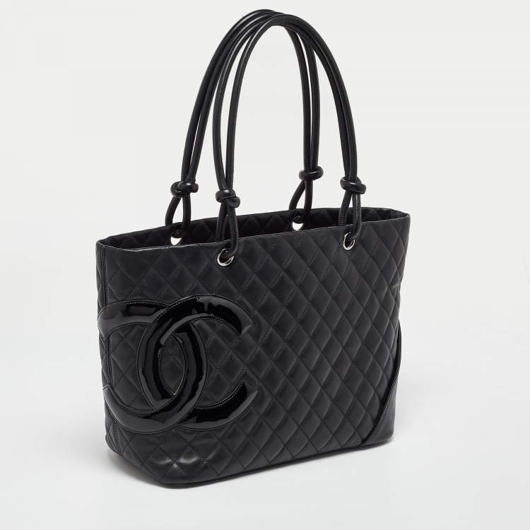 Pre Owned Chanel Black Quilted Leather Large Ligne Cambon Tote