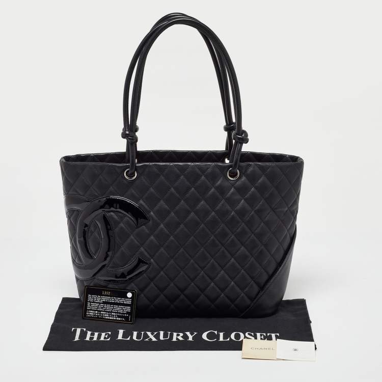 Pre Owned Chanel Black Quilted Leather Large Ligne Cambon Tote