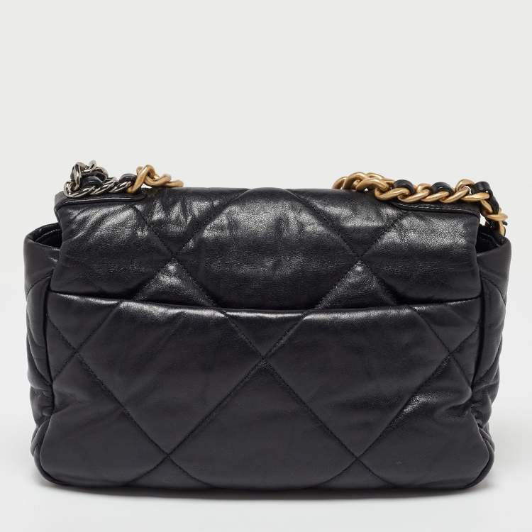 Pre Owned Chanel Black Quilted Leather Medium 19 Flap Bag