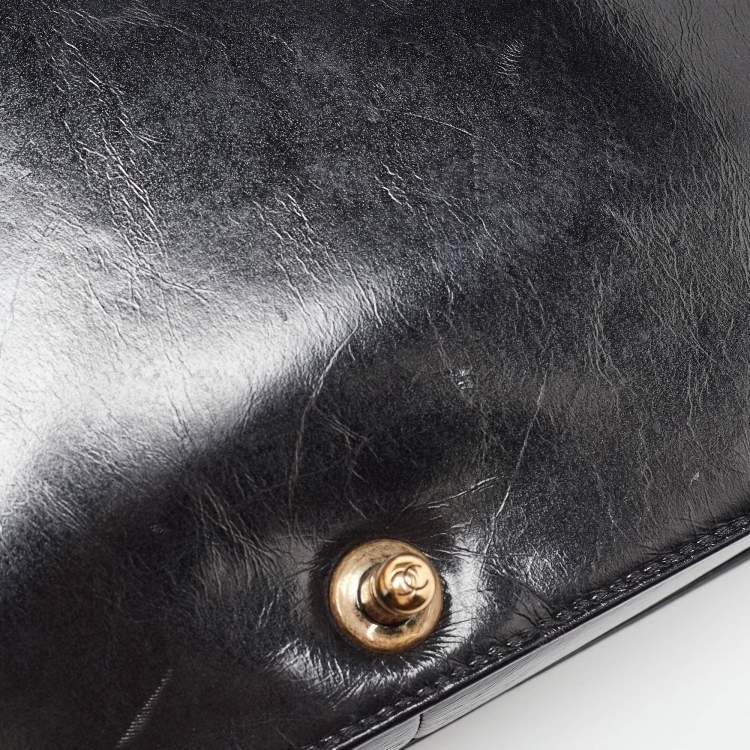 Pre Owned Chanel Black Quilted Leather Large Boy Flap Bag