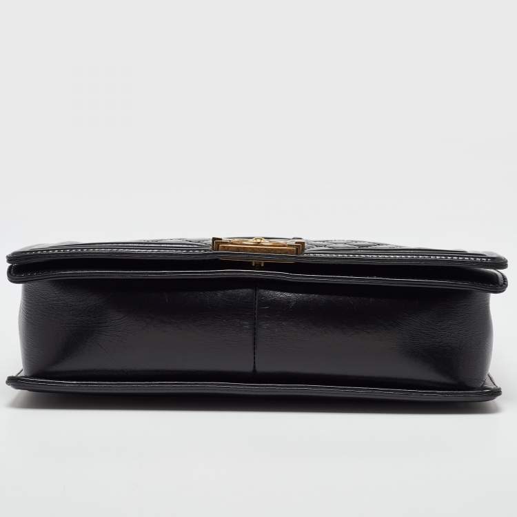 Pre Owned Chanel Black Quilted Leather Large Boy Flap Bag