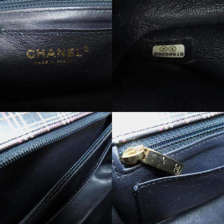 Pre Owned Chanel Leather Check Pattern Chain Shoulder Bag