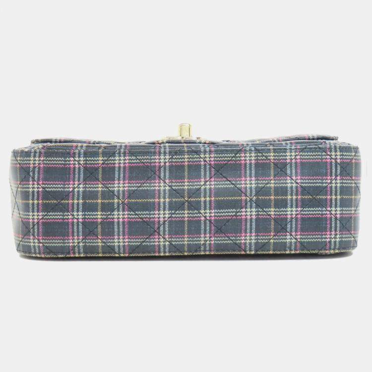 Pre Owned Chanel Leather Check Pattern Chain Shoulder Bag