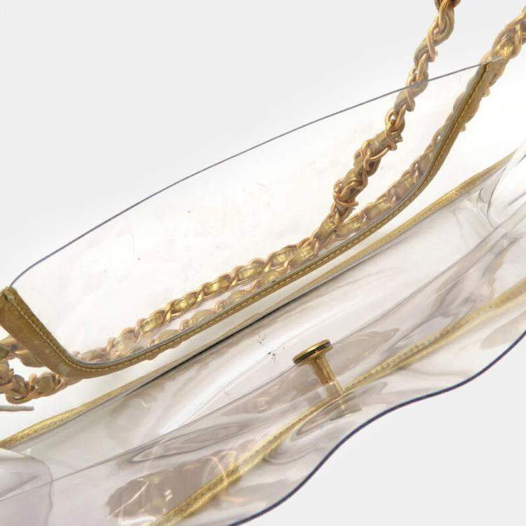 Pre Owned Chanel Gold Vinyl Chain Shoulder Bag