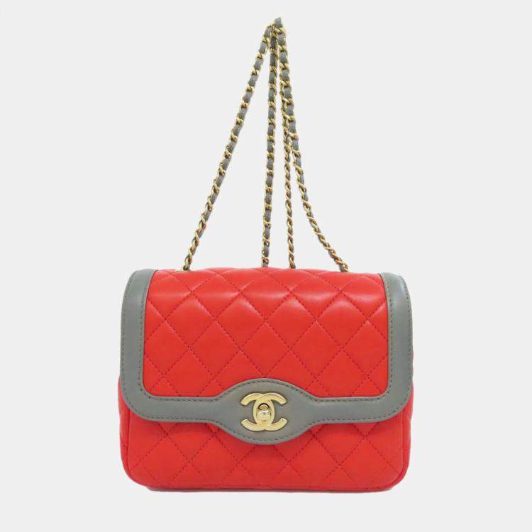 Pre Owned Chanel Lambskin Chain Shoulder Coco Mark Bag