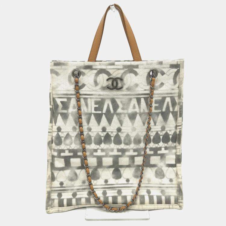 Pre Owned Chanel Beige CC Mark Chain Tote Bag