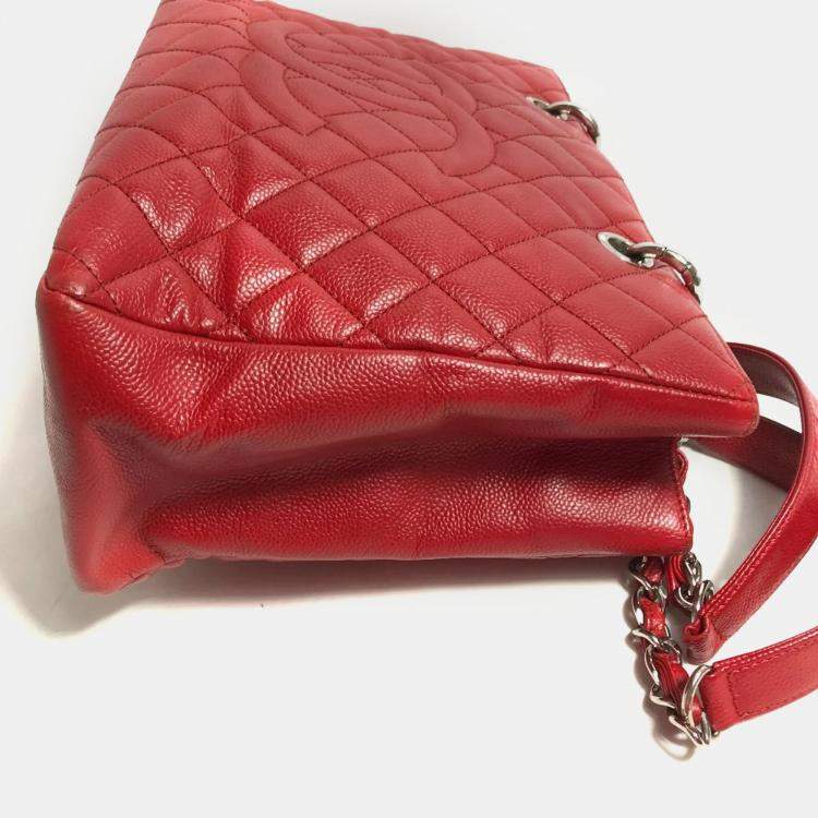 Pre Owned Chanel Red CC Mark Chain GST Tote Bag
