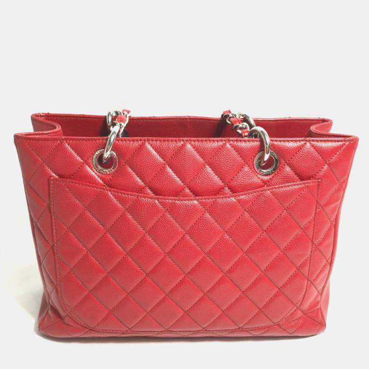 Pre Owned Chanel Red CC Mark Chain GST Tote Bag