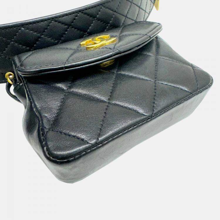Pre Owned Chanel Ramsun Black Matelasse Coco Mark Belt Bag