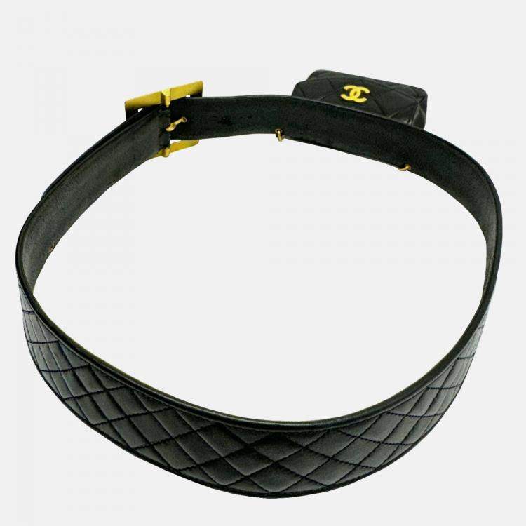 Pre Owned Chanel Ramsun Black Matelasse Coco Mark Belt Bag