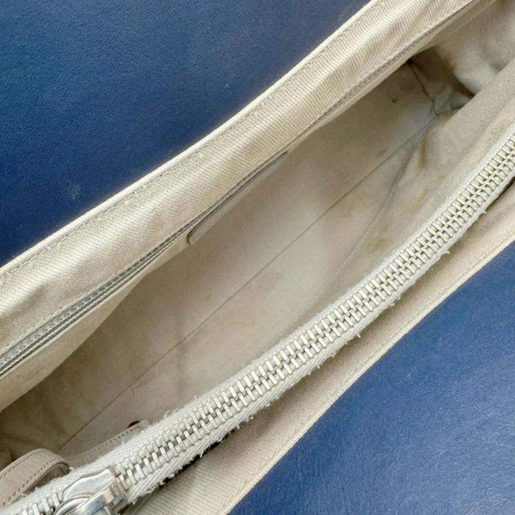 Pre Owned Chanel Navy Leather Matelasse Tote Bag Chain
