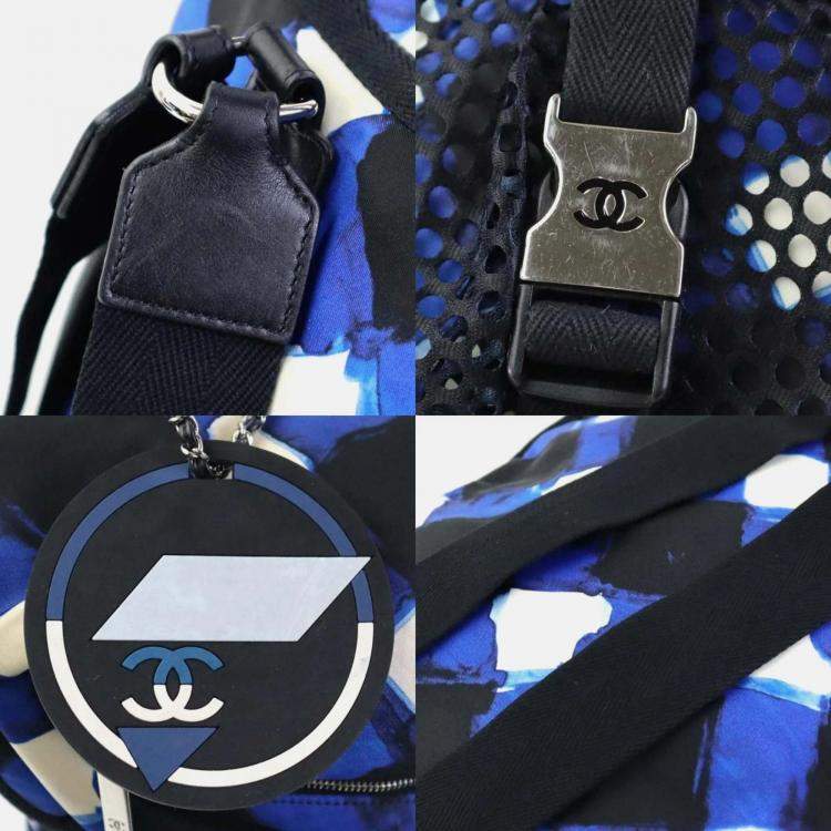 Pre Owned Chanel Nylon Black x Blue White Airline Backpack