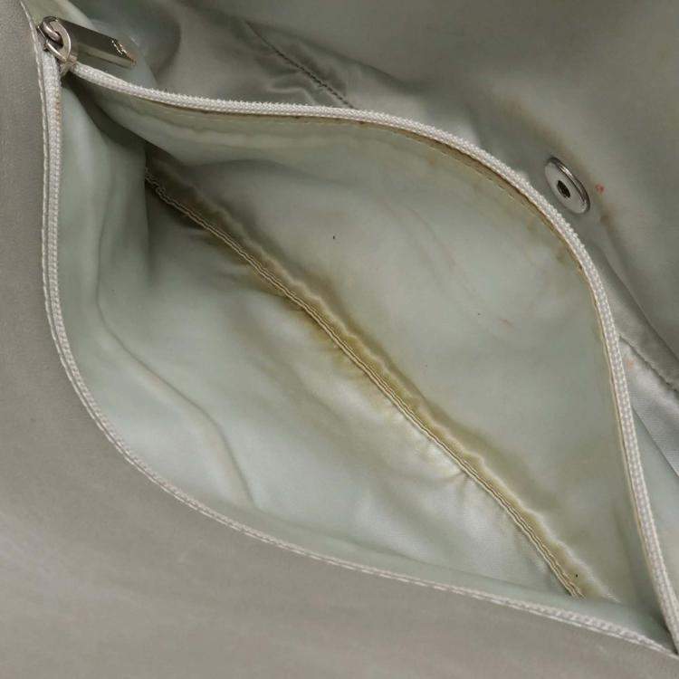 Pre Owned Chanel Silver Fabric Leather Pour Toe Glitter Coco Mark Chain Shoulder Bag