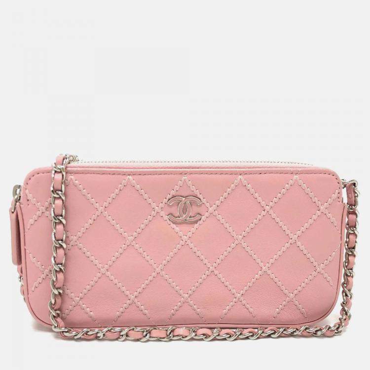 Pre Owned Chanel Pink CC Mark Chain Wallet Long Wallet
