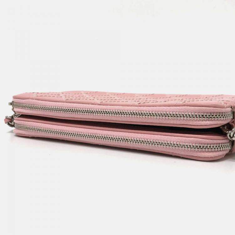 Pre Owned Chanel Pink CC Mark Chain Wallet Long Wallet
