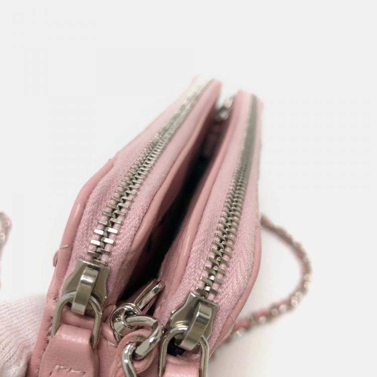 Pre Owned Chanel Pink CC Mark Chain Wallet Long Wallet