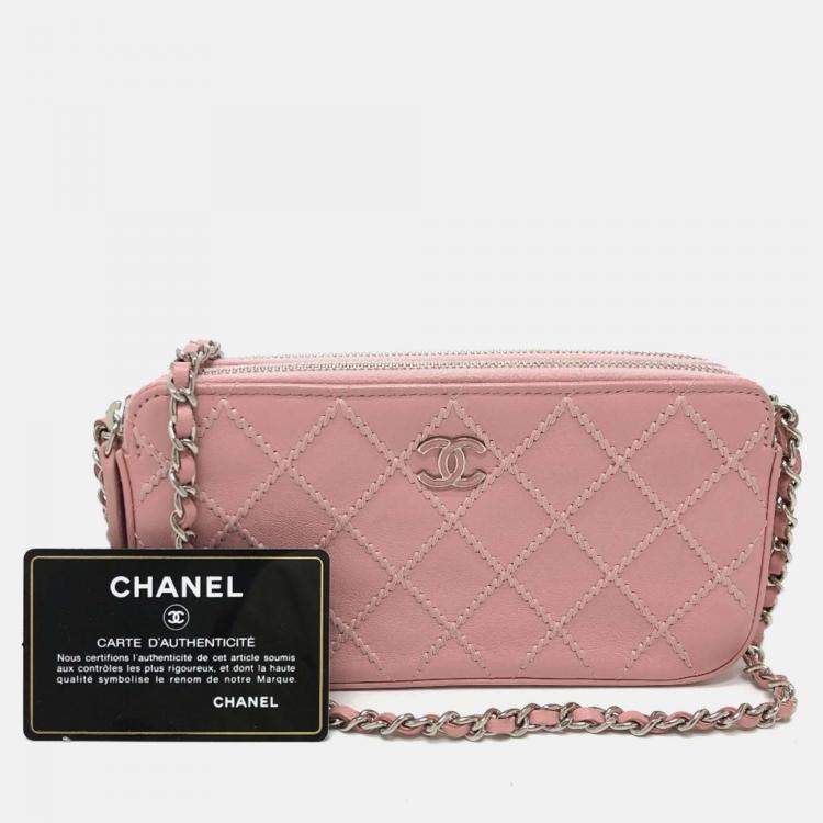 Pre Owned Chanel Pink CC Mark Chain Wallet Long Wallet