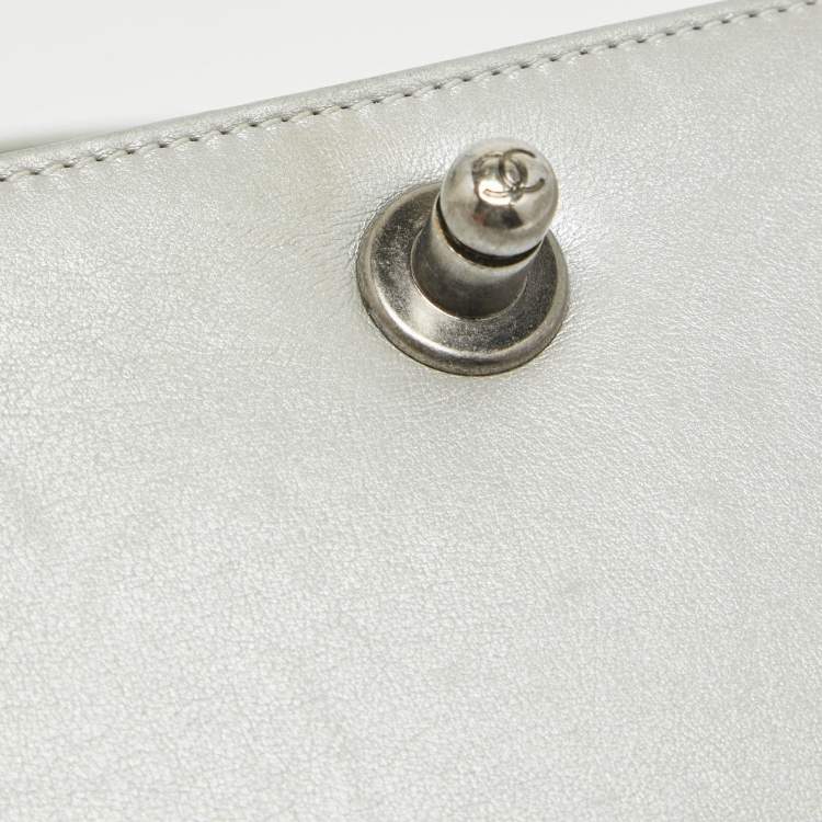 Pre Owned Chanel Grey Quilted Leather Mini Boy Flap Bag