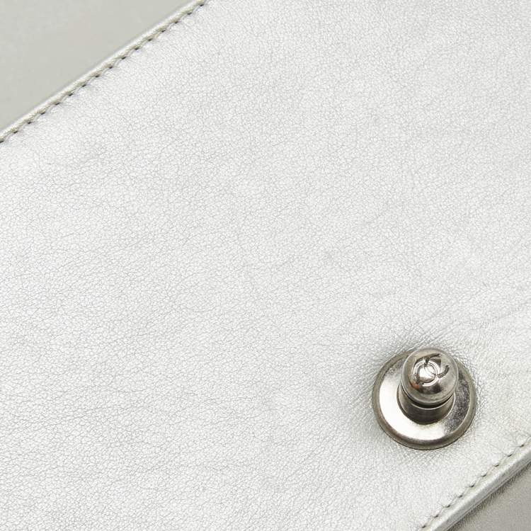 Pre Owned Chanel Grey Quilted Leather Mini Boy Flap Bag