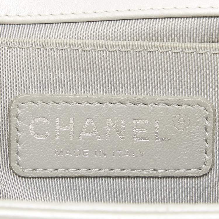 Pre Owned Chanel Grey Quilted Leather Mini Boy Flap Bag