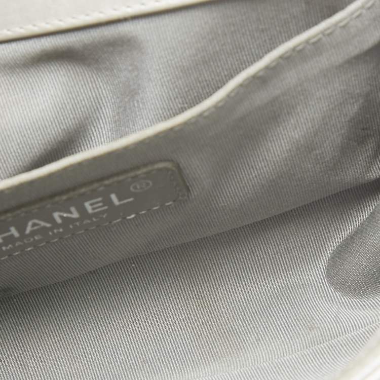 Pre Owned Chanel Grey Quilted Leather Mini Boy Flap Bag