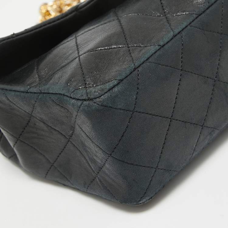 Pre Owned Chanel Black Quilted Leather Vintage Classic Flap Bag