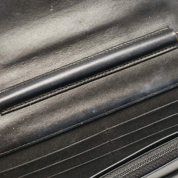 Pre Owned Chanel Black Chevron Caviar Leather Boy Wallet On Chain