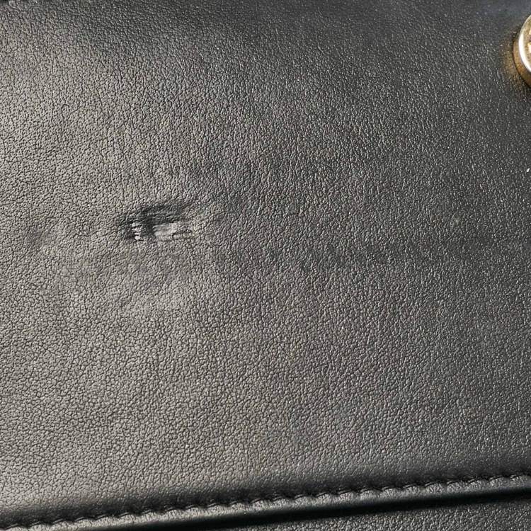 Pre Owned Chanel Black Chevron Caviar Leather Boy Wallet On Chain