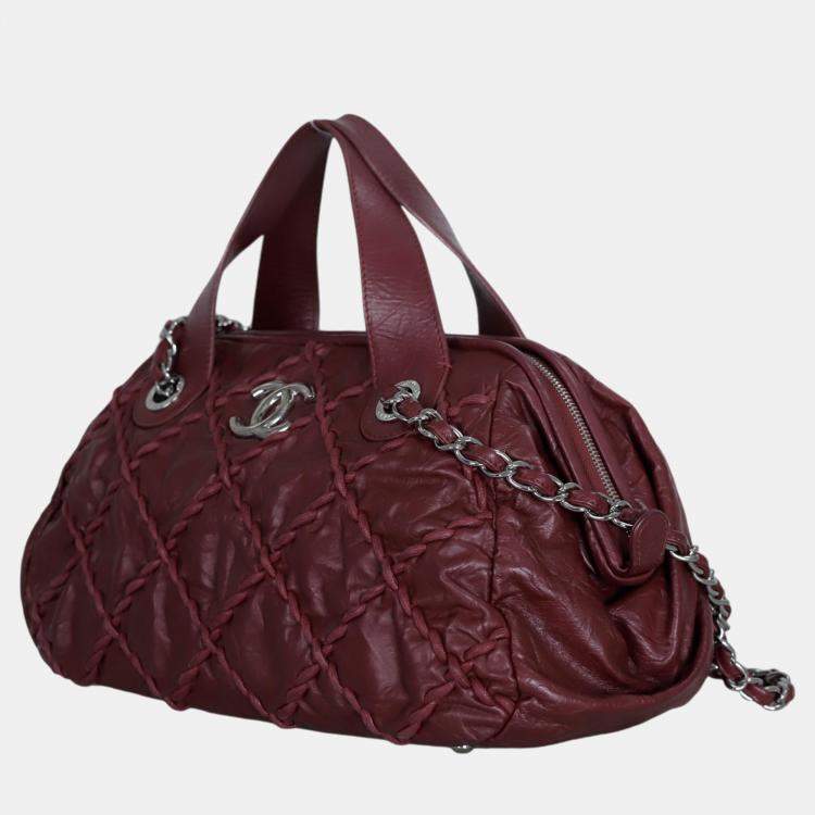 Pre Owned Chanel Burgundy Ultra Stitch Bowler Bag