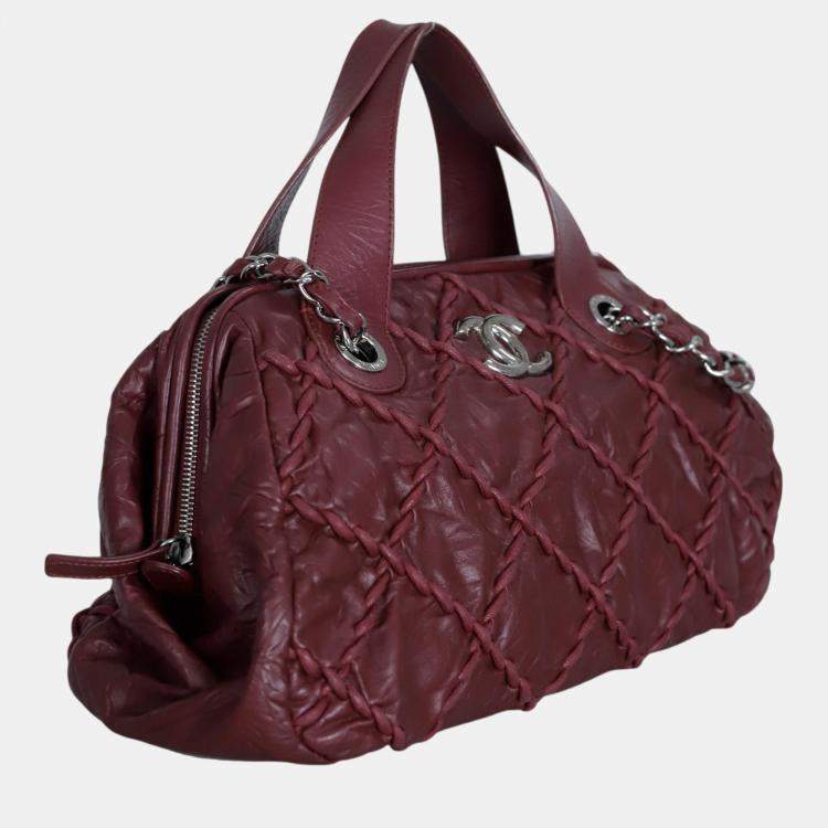 Pre Owned Chanel Burgundy Ultra Stitch Bowler Bag