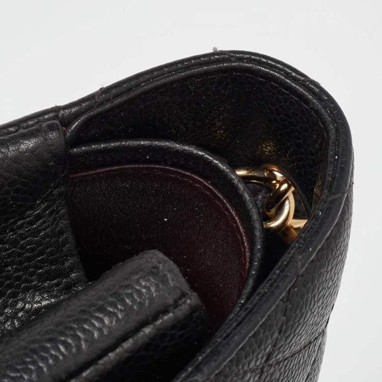 Pre Owned Chanel Black Caviar Quilted Leather Jumbo Classic Double Flap Bag