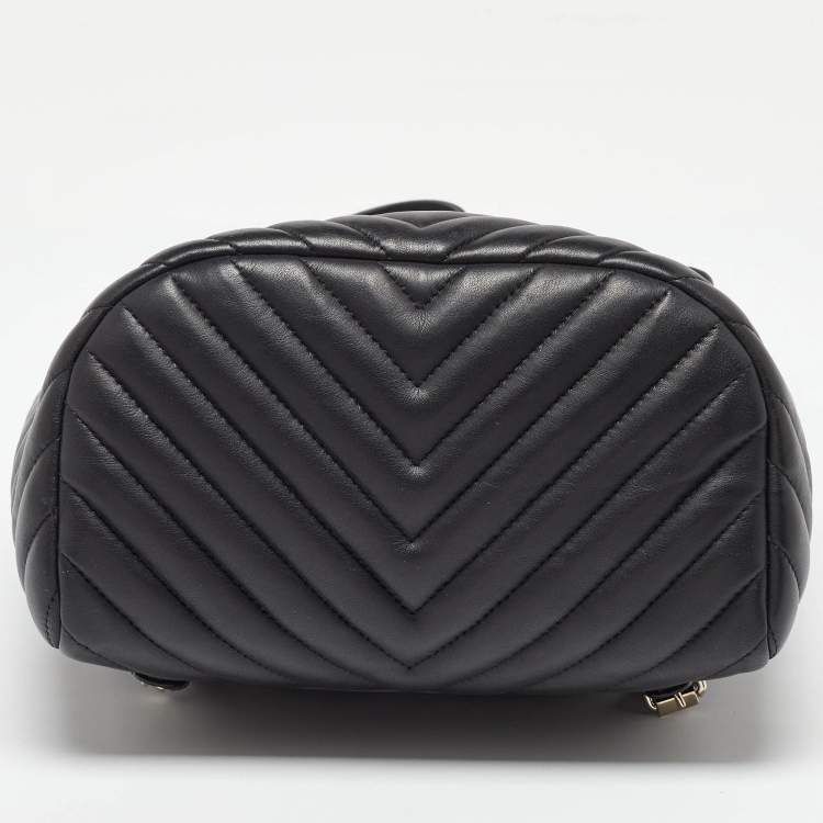 Pre Owned Chanel Black Chevron Leather Urban Spirit Backpack