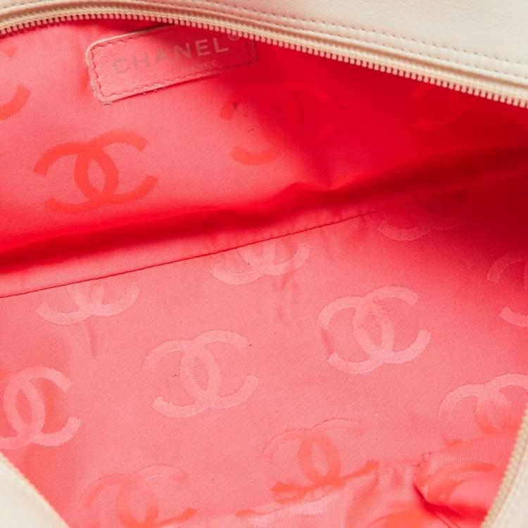 Pre Owned Chanel White/Black Quilted Leather Cambon Ligne Bowler Bag