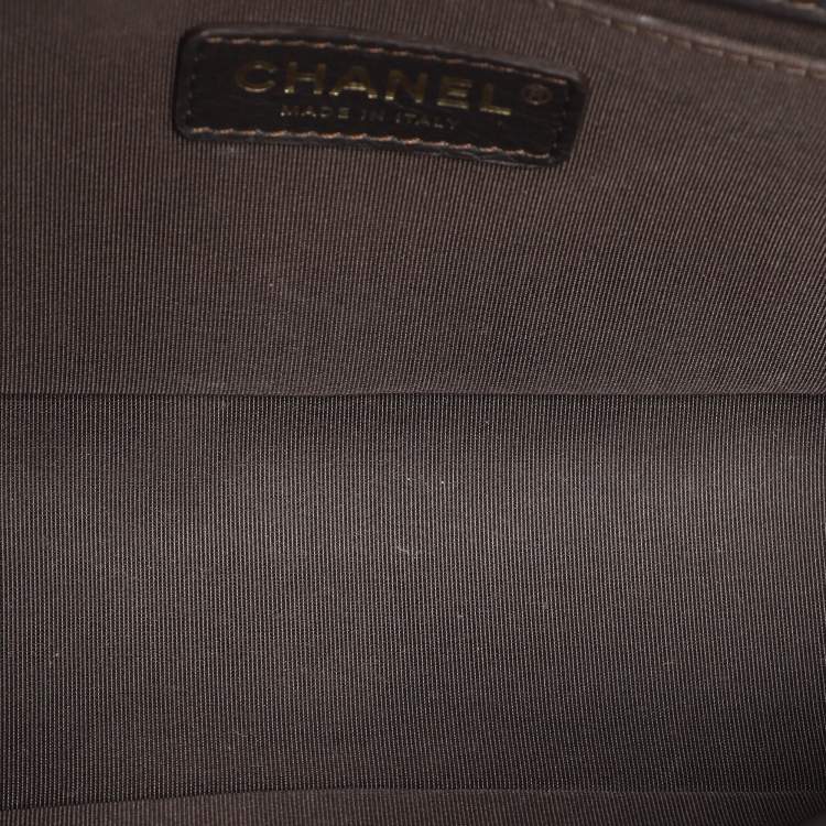 Pre Owned Chanel Brown Quilted Leather Medium Boy Bag