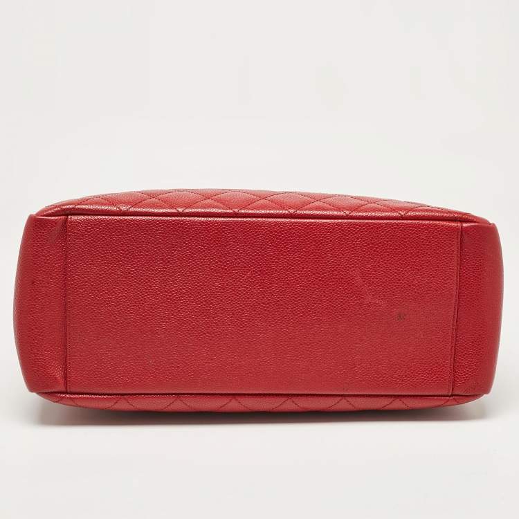 مملوكة مسبقًا Chanel Red Quilted Caviar Leather Grand Shopper Tote